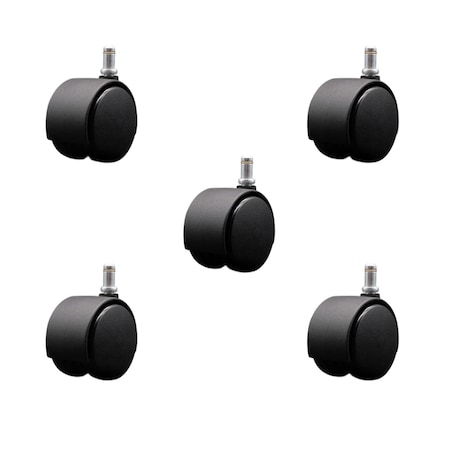 Service Caster 2-3/8'' Chair Casters Nylon Hood Twin Wheel 7/16'' Grip Ring Stem, 5PK SCC-GR02S60-NYS-716-5